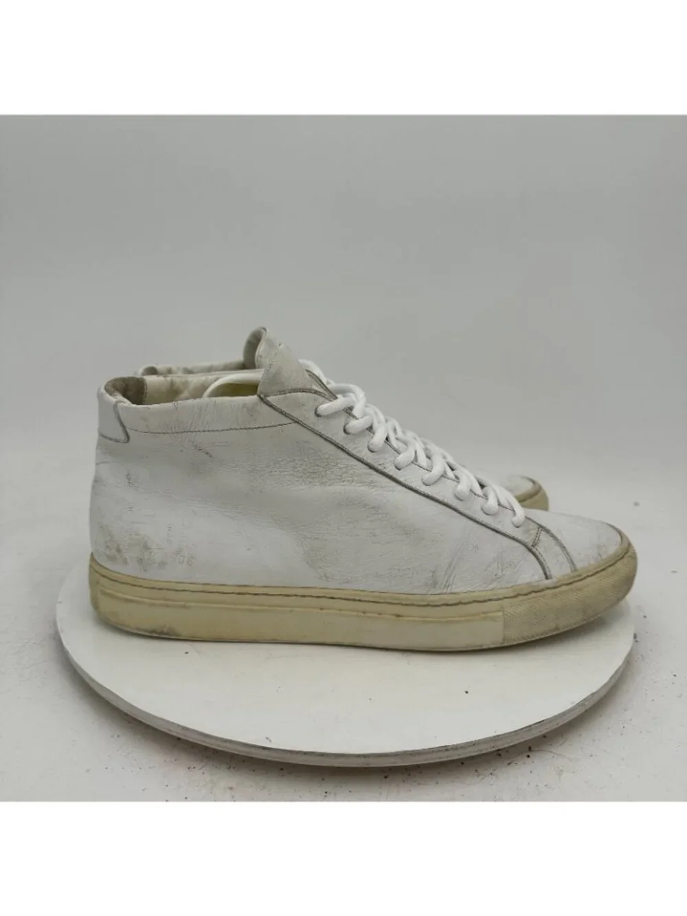 Common Projects Achilles Mid Men Size 10.5 White Leather Lace Up Shoes